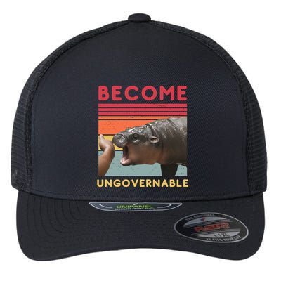 Become Ungovernable Moo Deng Hippo Flexfit Unipanel Trucker Cap