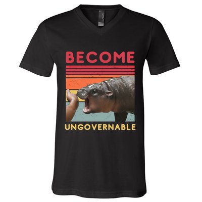 Become Ungovernable Moo Deng Hippo V-Neck T-Shirt