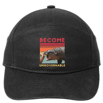 Become Ungovernable Moo Deng Hippo 7-Panel Snapback Hat