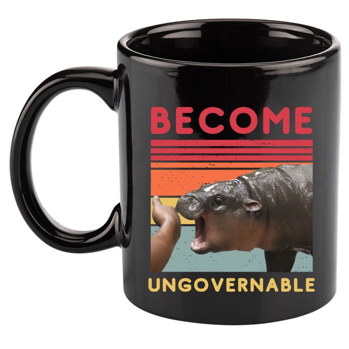 Become Ungovernable Moo Deng Hippo 11oz C Handle Ceramic Mug