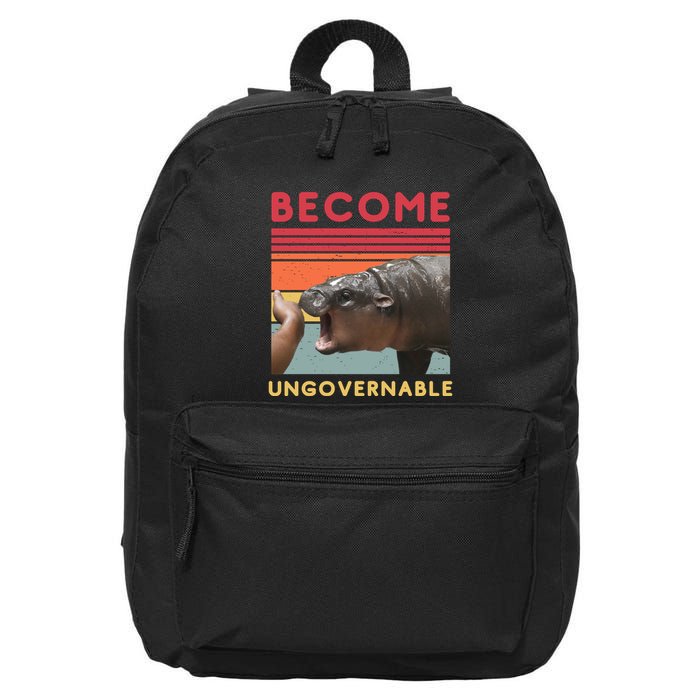 Become Ungovernable Moo Deng Hippo 16 in Basic Backpack