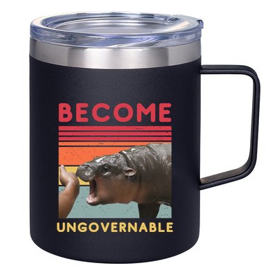 Become Ungovernable Moo Deng Hippo 12oz Stainless Steel Coffee Mug