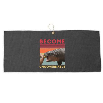 Become Ungovernable Moo Deng Hippo Large Microfiber Waffle Golf Towel