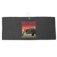 Become Ungovernable Moo Deng Hippo Large Microfiber Waffle Golf Towel
