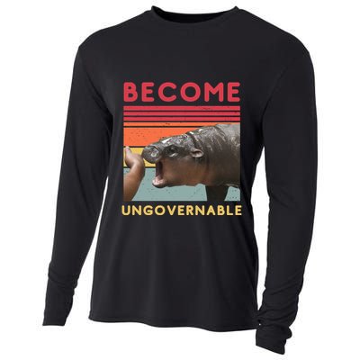 Become Ungovernable Moo Deng Hippo Cooling Performance Long Sleeve Crew