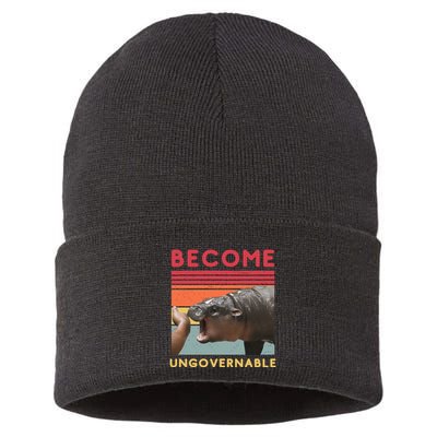Become Ungovernable Moo Deng Hippo Sustainable Knit Beanie