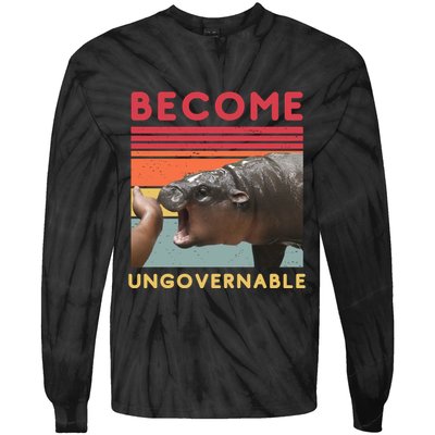 Become Ungovernable Moo Deng Hippo Tie-Dye Long Sleeve Shirt