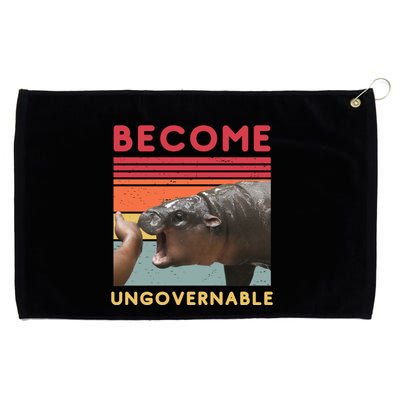 Become Ungovernable Moo Deng Hippo Grommeted Golf Towel