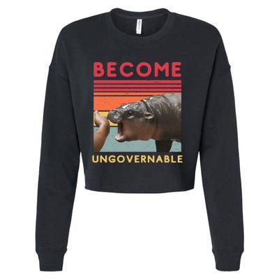 Become Ungovernable Moo Deng Hippo Cropped Pullover Crew