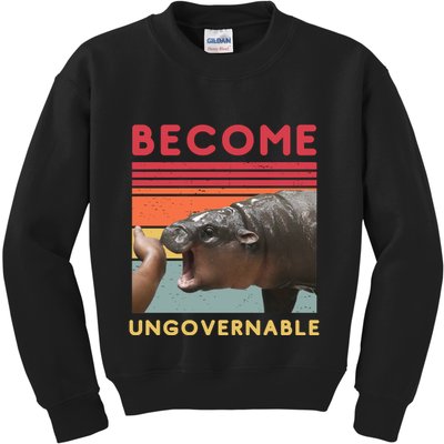 Become Ungovernable Moo Deng Hippo Kids Sweatshirt