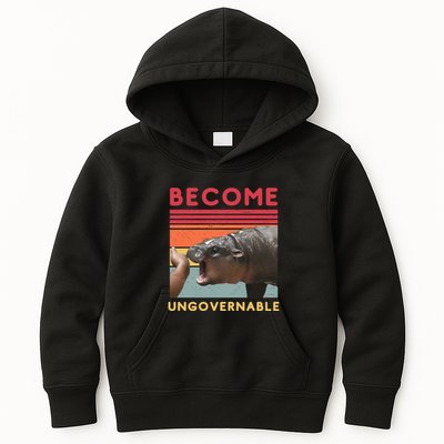 Become Ungovernable Moo Deng Hippo Kids Hoodie