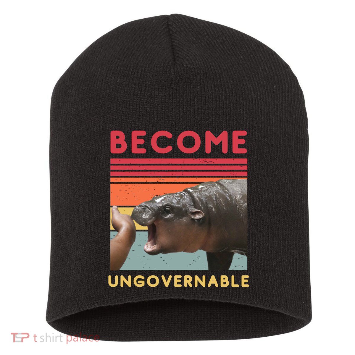 Become Ungovernable Moo Deng Hippo Short Acrylic Beanie