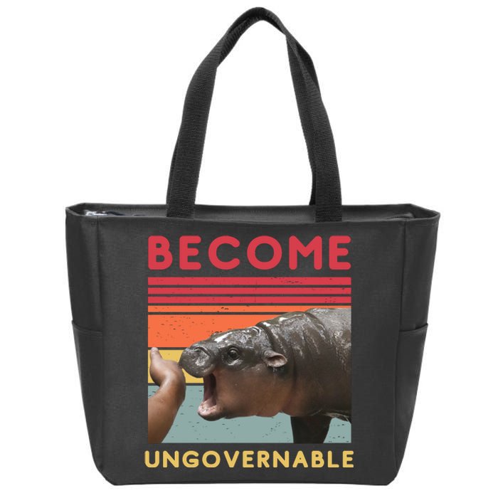 Become Ungovernable Moo Deng Hippo Zip Tote Bag