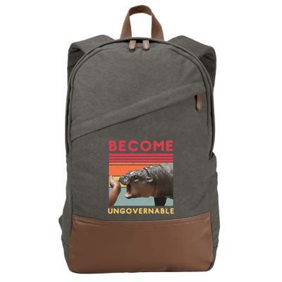 Become Ungovernable Moo Deng Hippo Cotton Canvas Backpack
