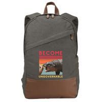 Become Ungovernable Moo Deng Hippo Cotton Canvas Backpack