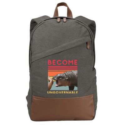 Become Ungovernable Moo Deng Hippo Cotton Canvas Backpack