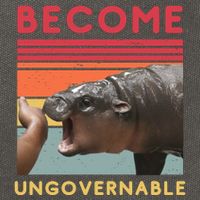 Become Ungovernable Moo Deng Hippo Cotton Canvas Backpack