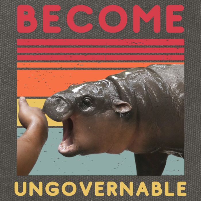 Become Ungovernable Moo Deng Hippo Cotton Canvas Backpack