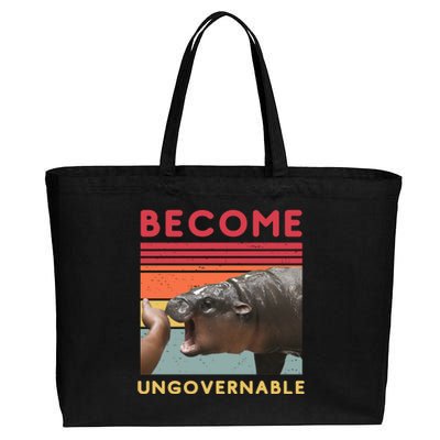 Become Ungovernable Moo Deng Hippo Cotton Canvas Jumbo Tote