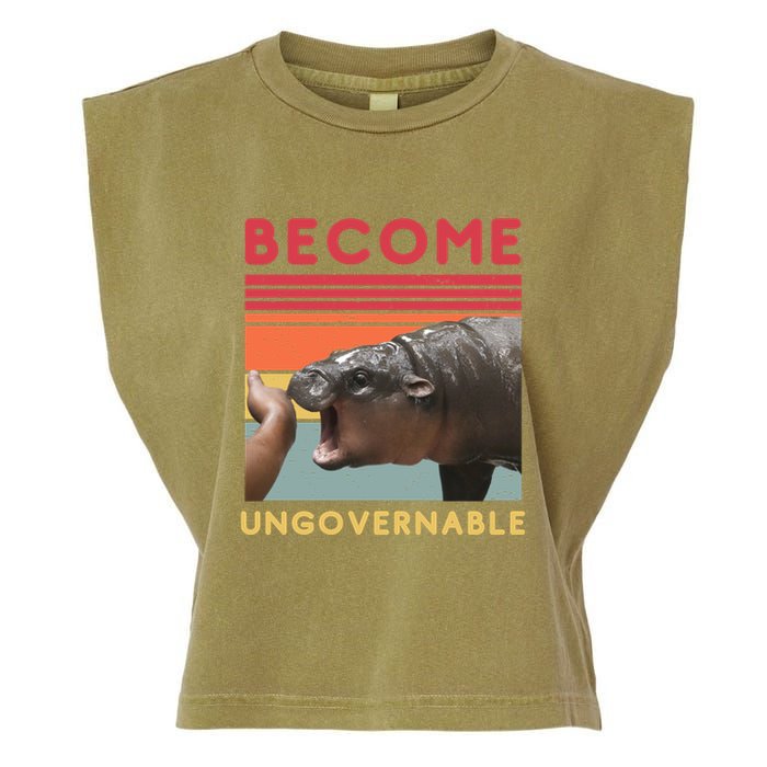 Become Ungovernable Moo Deng Hippo Garment-Dyed Women's Muscle Tee