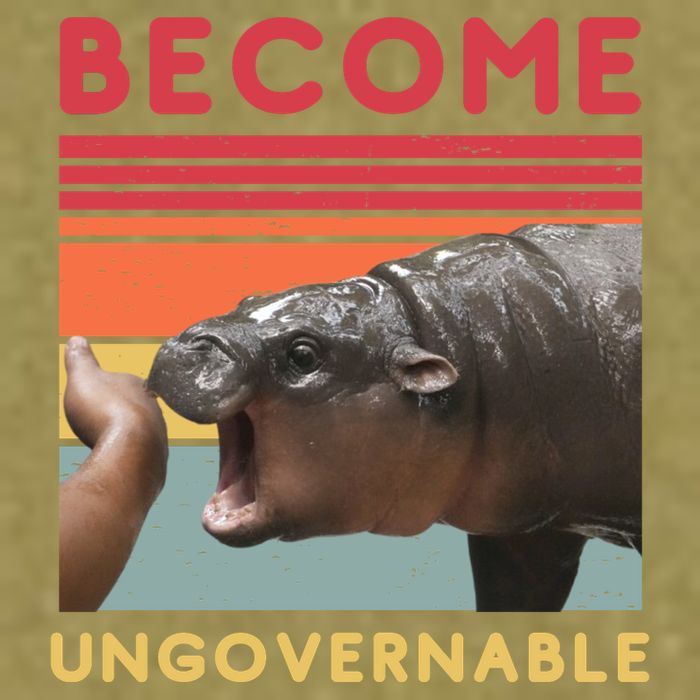 Become Ungovernable Moo Deng Hippo Garment-Dyed Women's Muscle Tee