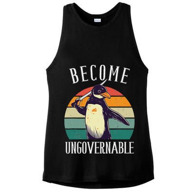 Become Ungovernable Meme Funny Penguin Meme Retro Vintage Ladies PosiCharge Tri-Blend Wicking Tank