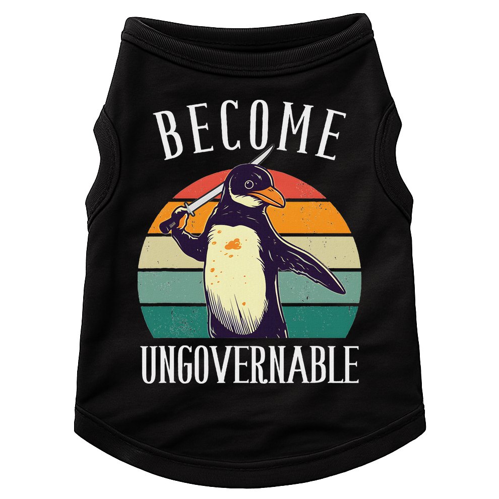 Become Ungovernable Meme Funny Penguin Meme Retro Vintage Doggie Tank