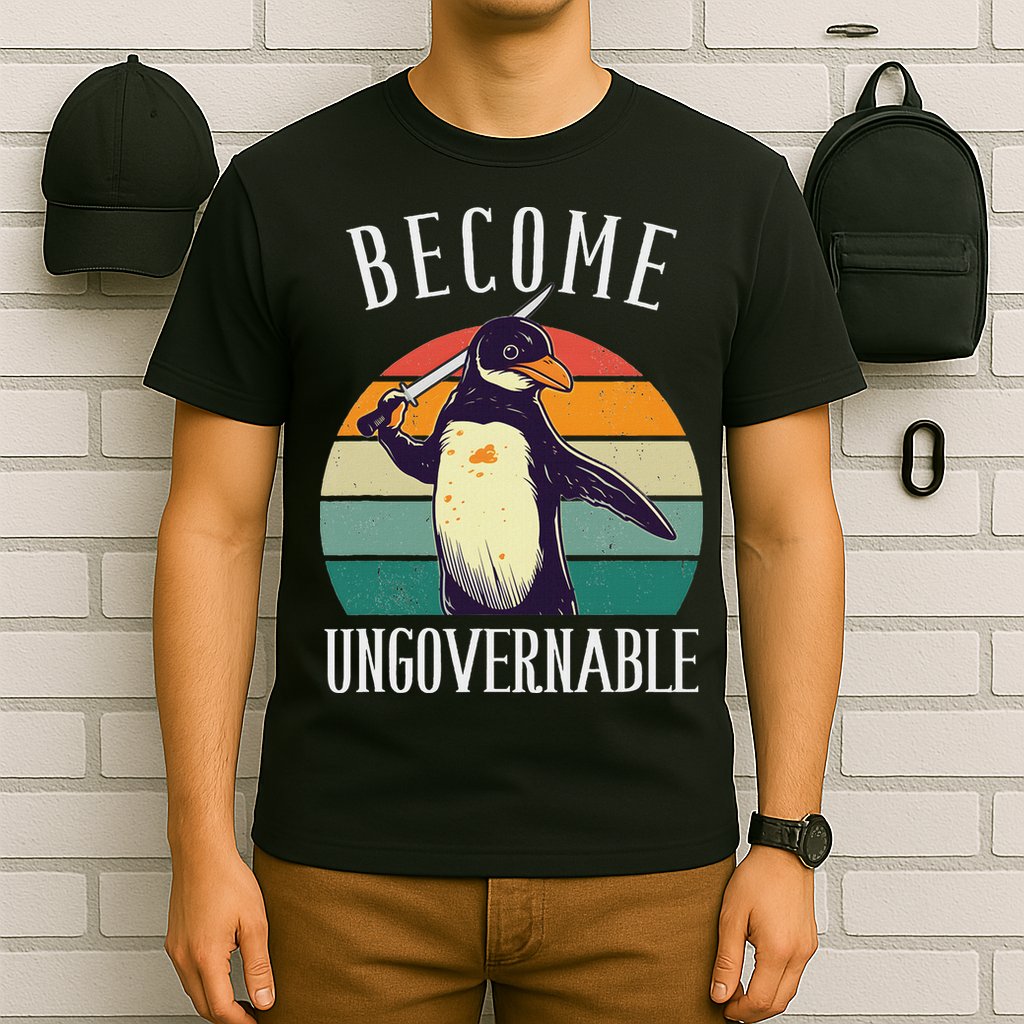 Become Ungovernable Meme Funny Penguin Meme Retro Vintage T-Shirt