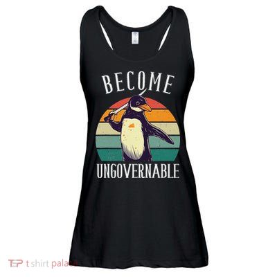 Become Ungovernable Meme Funny Penguin Meme Retro Vintage Ladies Essential Flowy Tank