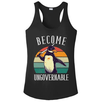 Become Ungovernable Meme Funny Penguin Meme Retro Vintage Ladies PosiCharge Competitor Racerback Tank