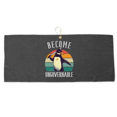 Become Ungovernable Meme Funny Penguin Meme Retro Vintage Large Microfiber Waffle Golf Towel