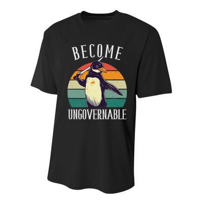 Become Ungovernable Meme Funny Penguin Meme Retro Vintage Youth Performance Sprint T-Shirt