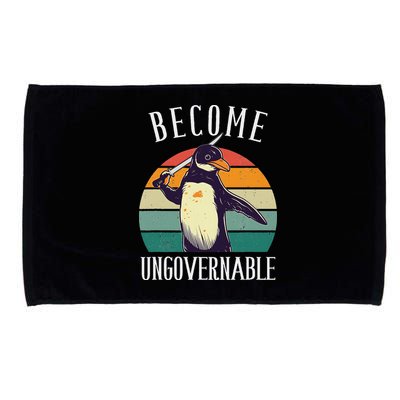 Become Ungovernable Meme Funny Penguin Meme Retro Vintage Microfiber Hand Towel