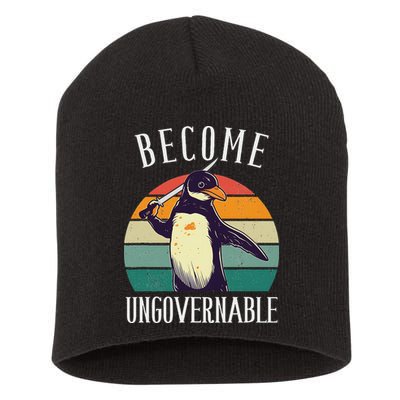 Become Ungovernable Meme Funny Penguin Meme Retro Vintage Short Acrylic Beanie