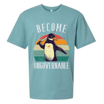 Become Ungovernable Meme Funny Penguin Meme Retro Vintage Sueded Cloud Jersey T-Shirt