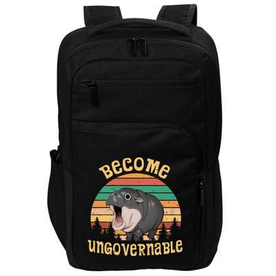 Become Ungovernable Moo Deng Baby Pygmy Hippo Impact Tech Backpack