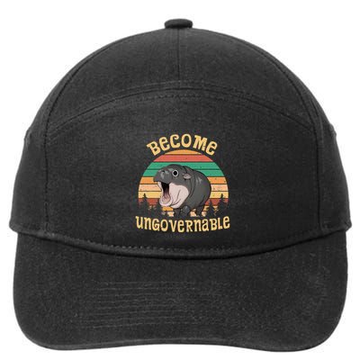 Become Ungovernable Moo Deng Baby Pygmy Hippo 7-Panel Snapback Hat