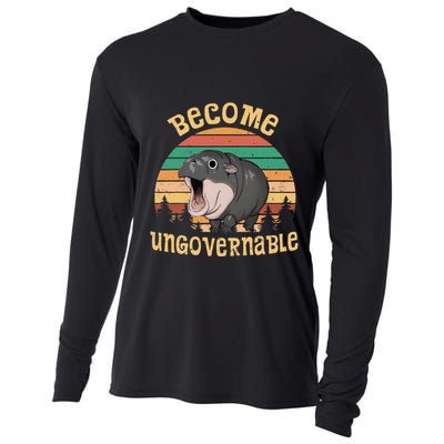 Become Ungovernable Moo Deng Baby Pygmy Hippo Cooling Performance Long Sleeve Crew