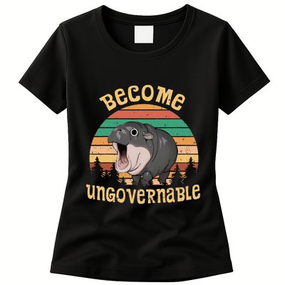 Become Ungovernable Moo Deng Baby Pygmy Hippo Womens T-Shirt