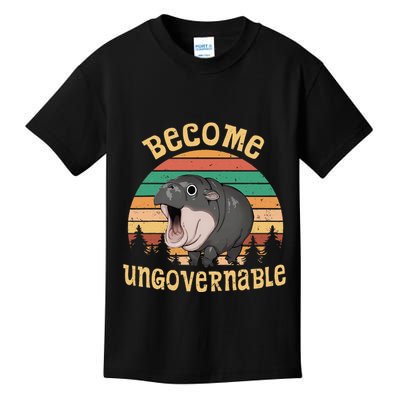 Become Ungovernable Moo Deng Baby Pygmy Hippo Kids T-Shirt