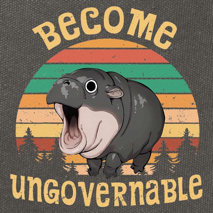 Become Ungovernable Moo Deng Baby Pygmy Hippo Cotton Canvas Backpack