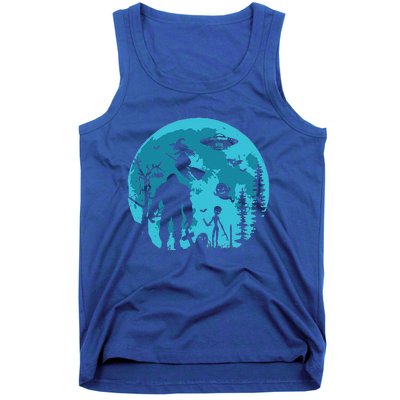 Bigfoot UFO Moon Alien Extra Terrestrial Halloween Tank Top