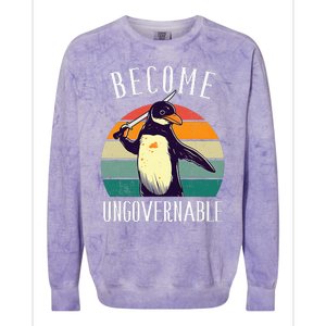 Become Ungovernable Meme Funny Penguin Colorblast Crewneck Sweatshirt