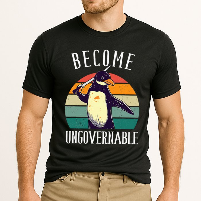Become Ungovernable Meme Funny Penguin Cooling Performance Crew T-Shirt
