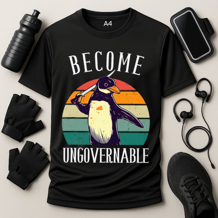 Become Ungovernable Meme Funny Penguin Cooling Performance Crew T-Shirt