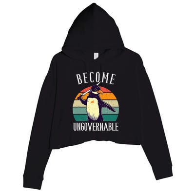 Become Ungovernable Meme Funny Penguin Crop Fleece Hoodie