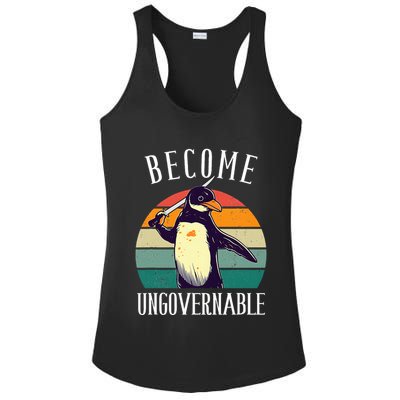 Become Ungovernable Meme Funny Penguin Ladies PosiCharge Competitor Racerback Tank