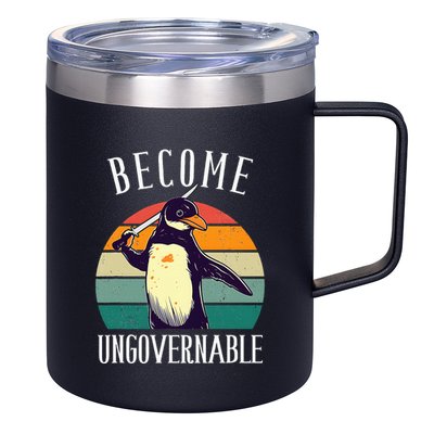 Become Ungovernable Meme Funny Penguin 12oz Stainless Steel Coffee Mug