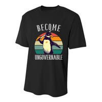Become Ungovernable Meme Funny Penguin Youth Performance Sprint T-Shirt
