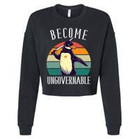 Become Ungovernable Meme Funny Penguin Cropped Pullover Crew
